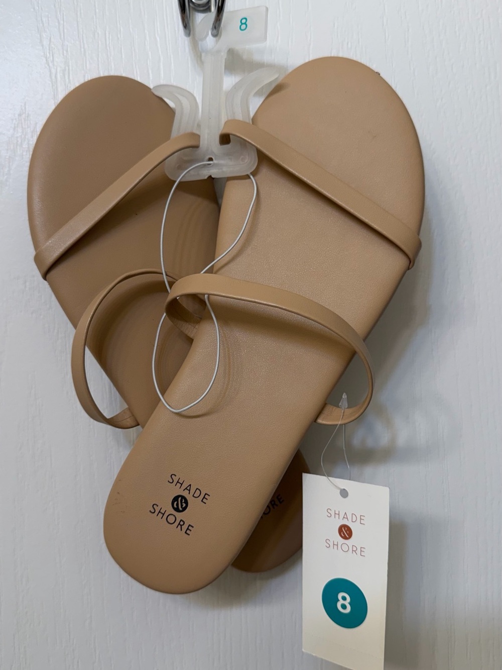 NWT Shade & Shore Women's Tan Minimal Strappy Slide Sandals